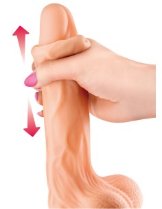 Gode réaliste veiné ventouse va-et-vient prépuce testicules billes mouvantes 18.5cm - CC514105 2