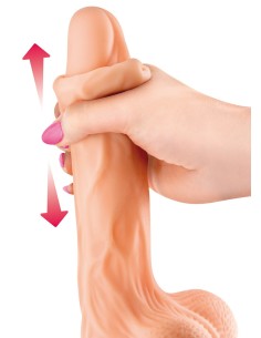 Gode réaliste veiné ventouse va-et-vient prépuce testicules billes mouvantes 20 cm - CC514106 2