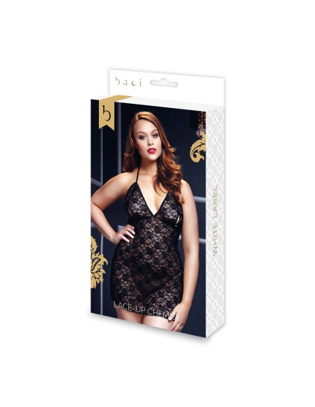 Babydoll Lacets noir grande taille Baci Lingerie BW3103 Noir XL