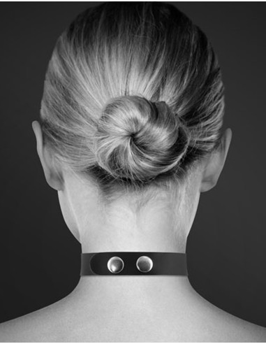 Collier en cuir noir SM avec Slave en strass - CC6050130010