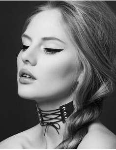 Collier en cuir noir SM avec lacet - CC6060020010 2