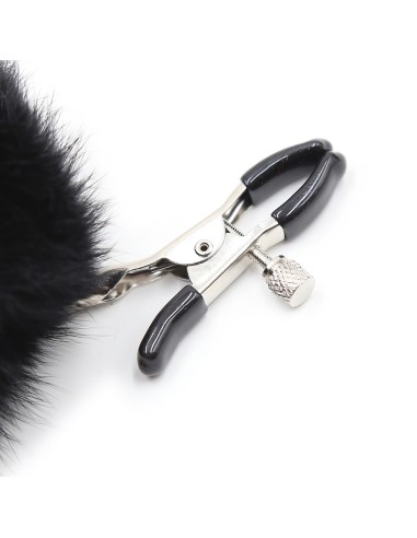 Pinces à seins avec pompoms noires - 202400082