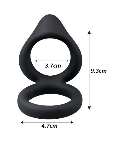 Double cockring noir en silicone - WS-NV508B