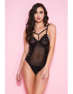 Body noir transparent avec dentelle - ML80077BLK 2