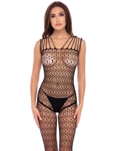 Bodystocking large maille ouvert à l'entrejambe - REN7095-BLK