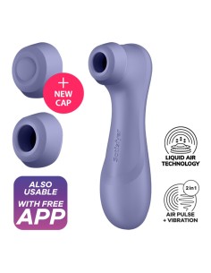 Stimulateur de clitoris 2 embouts Connecté avec technologie Liquid air Pro 2 Generation 3 violet USB Satisfyer - CC597815 2