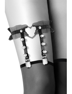Jarretière noire avec coeur pointes et tulle - CC6060100010 2