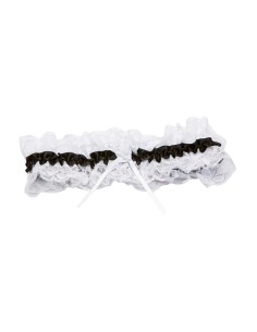 Jarretière dentelle blanche ruban noir - SOH19BLK 2