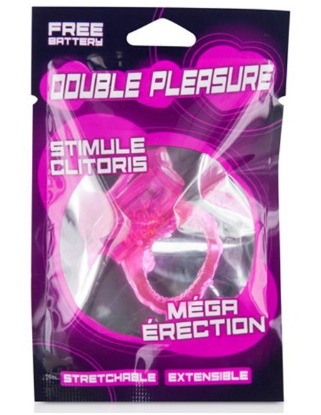 Cockring rose vibrant avec stimulation du clitoris - CC570041