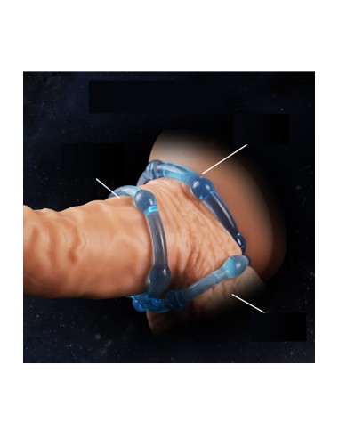 Pack 3 cockring bleus avec billes - CR-COR005BLU