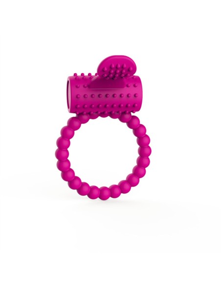Anneau fuschia vibrant silicone avec langue picot - COR-018PNK
