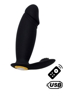 ACHILLE, Mini vibromasseur noir USB, forme pénis avec stimulation clitoridienne, avec télécommande - BQ158BLK 2