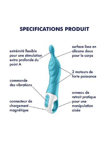 Vibromasseur rainuré Point A couleur turquoise A-Mazing 2 Satisfyer - CC597767