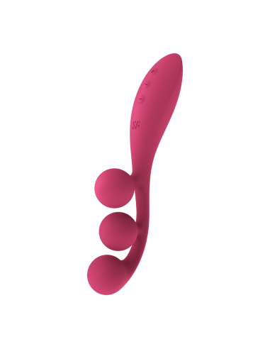 Vibromasseur triple stimulation flexible, anal, vaginale, clitoridienne Tri Ball rouge USB Satisfyer - CC597817