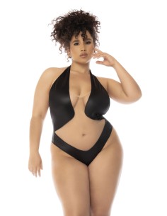 Body dos nu Romy grande taille couleur noir et chair, résille transparente - MAL2745XNUBK 2