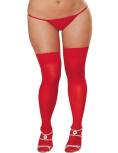 Bas nylon rouges coutures grande taille pour jarretelles - DG0007XRED 2