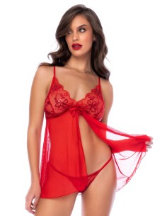 Babydoll rouge et string assorti - MAL7559RD 2