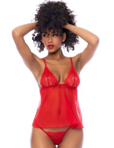 Nuisette courte rouge et string assorti - MAL7562RD 2