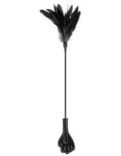 Cravache main noire bdsm avec plumes noires - CC570075 2
