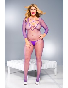 Combinaison manches longues, ouverte à l'entrejambe, Encolure V imitation lacé devant - ML1209XPUR 2