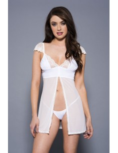 Nuisette en fine résille blanche ouverte - ML60090WHT 2